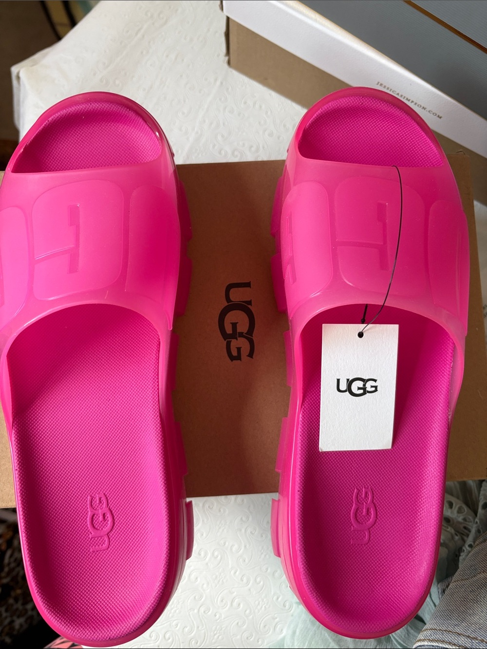 UGG Hot Pink Chunky Slide Sandals